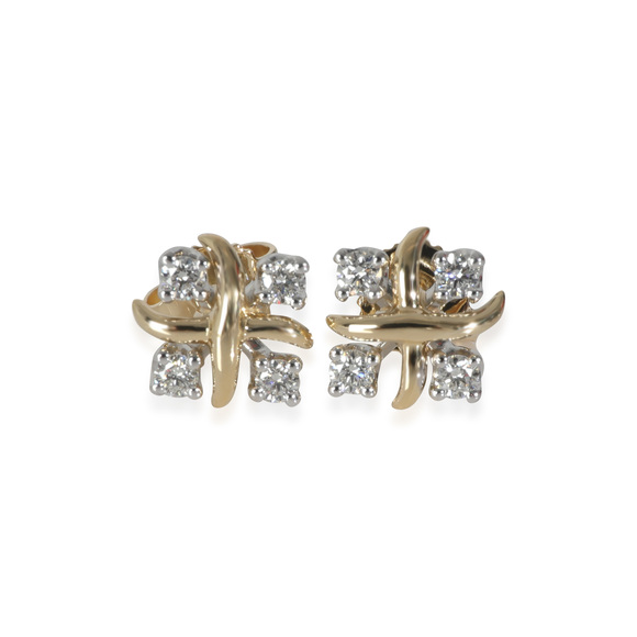 Tiffany & Co. Schlumberger Lynn Earrings in 18k Yellow Gold/Platinum 0.28 CTW - Picture 1 of 4